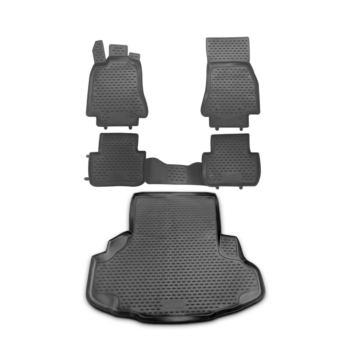 Jaguar XF Floor Mats + Cargo Liner Set - Omac - 3D - Black - '09-'15